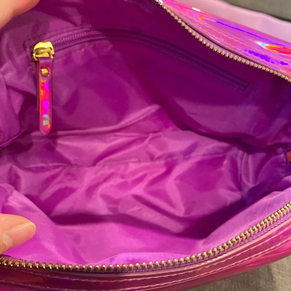 Jeffree Star Holographic Pink Makeup Bag With Gold Zipper beauty cosmetics bags